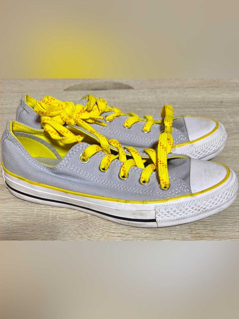 Converse Allstar Chuck Taylor Grey Canvas Yellow Trim, Size 6